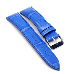 bracelet montre crocodile couleur bleu electrique