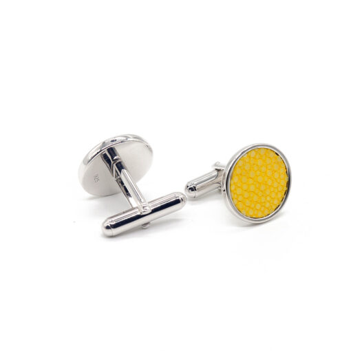 boutons de manchette argent galuchat citron 2