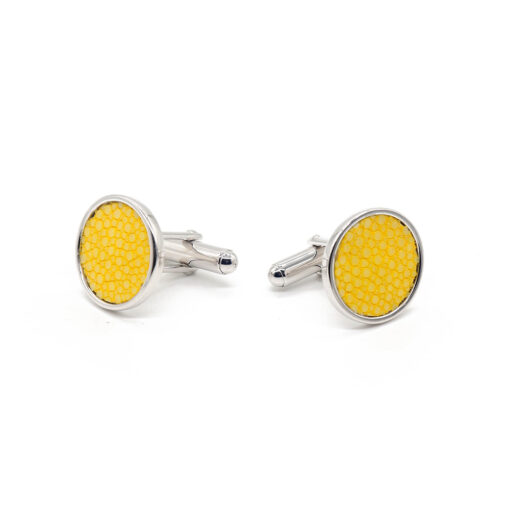 boutons de manchette argent galuchat citron