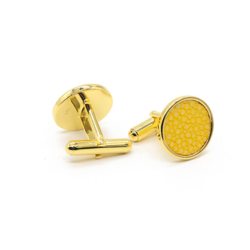 boutons de manchette argent galuchat citron or 2