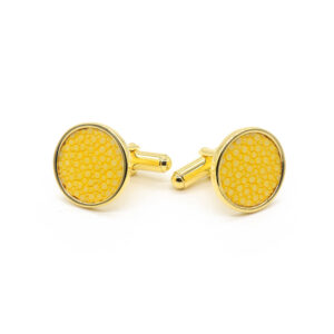 boutons de manchette argent galuchat citron or