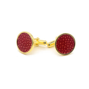 boutons de manchette argent galuchat rouge or