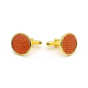 boutons de manchette argent galuchat tangerine or